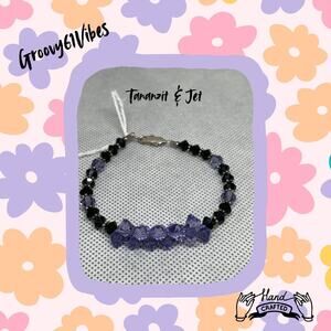 Alexandrite & Jet Black Candy - Handcrafted Austrian Crystal Beads Bracelet